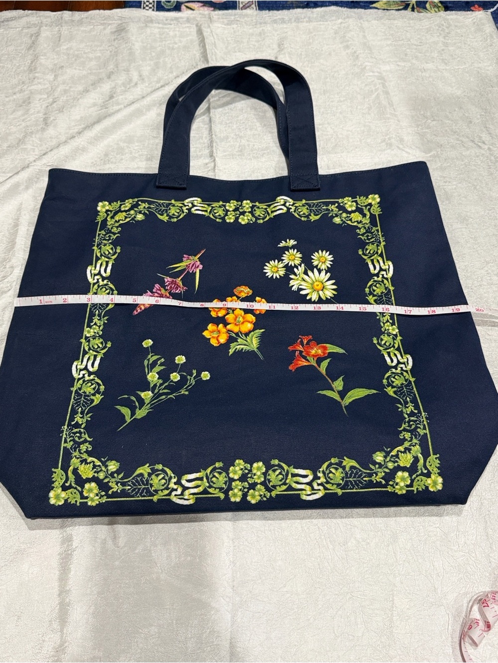 Agua Bendita x Target Floral Canvas Tote Bag Navy Blue - Picture 4 of 7
